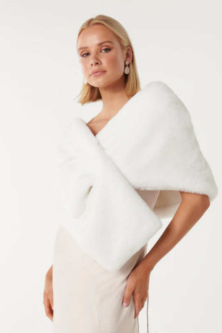 Sophia Faux Fur Wrap / Shawl - White
