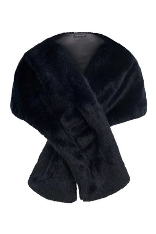 Forever New Sophia Faux Fur Wrap in black colour
