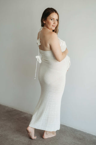 Cream crochet maternity dress