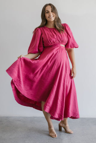 Bump-Friendly Wedding Guest Outfit Hire in hot pink