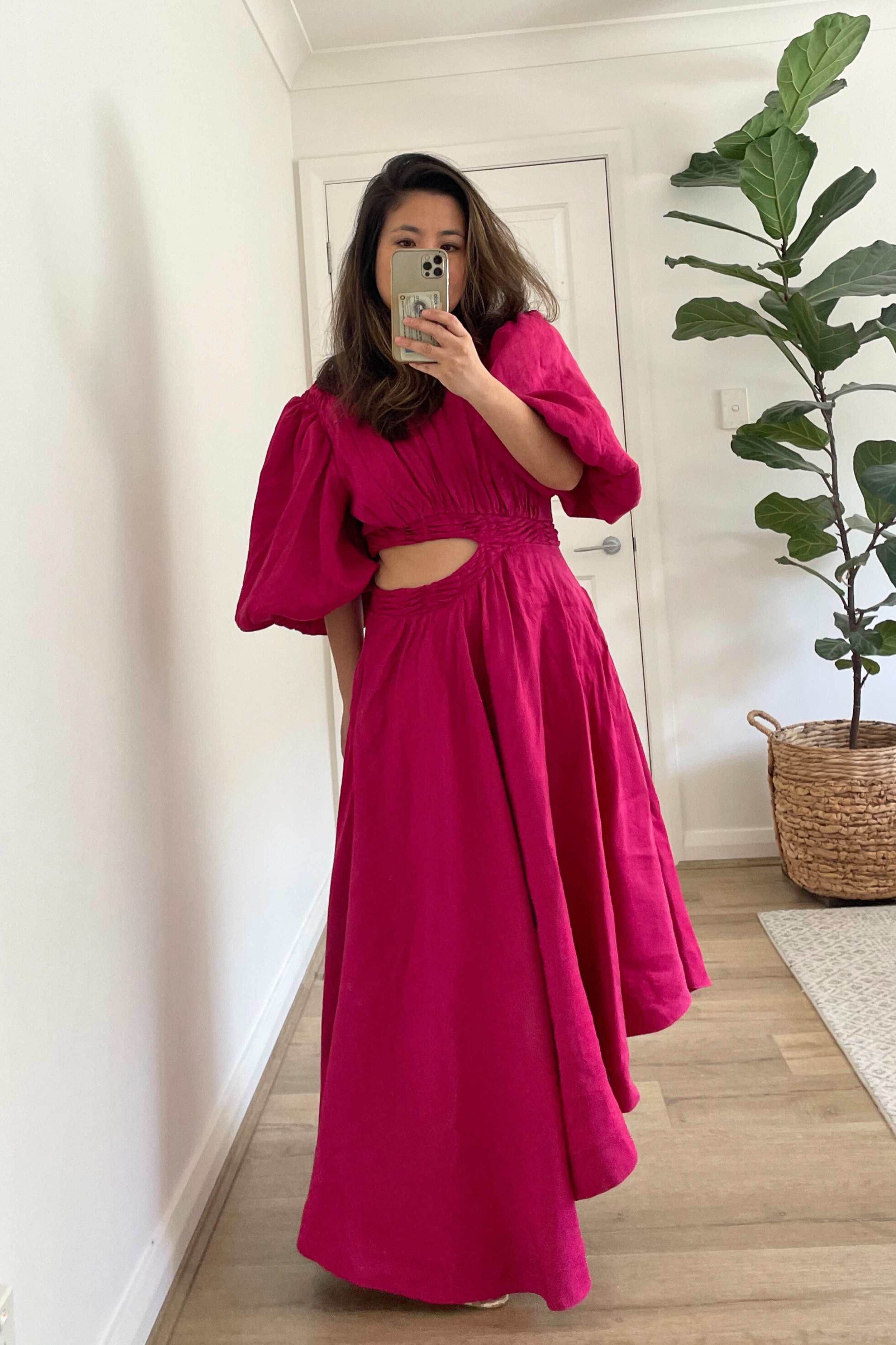 Aje Tidal Tucked Cut Out Midi Dress For Hire in Mama Rentals Aje Tidal Tucked Cut Out Midi Dress For Hire in Mama Rentals
