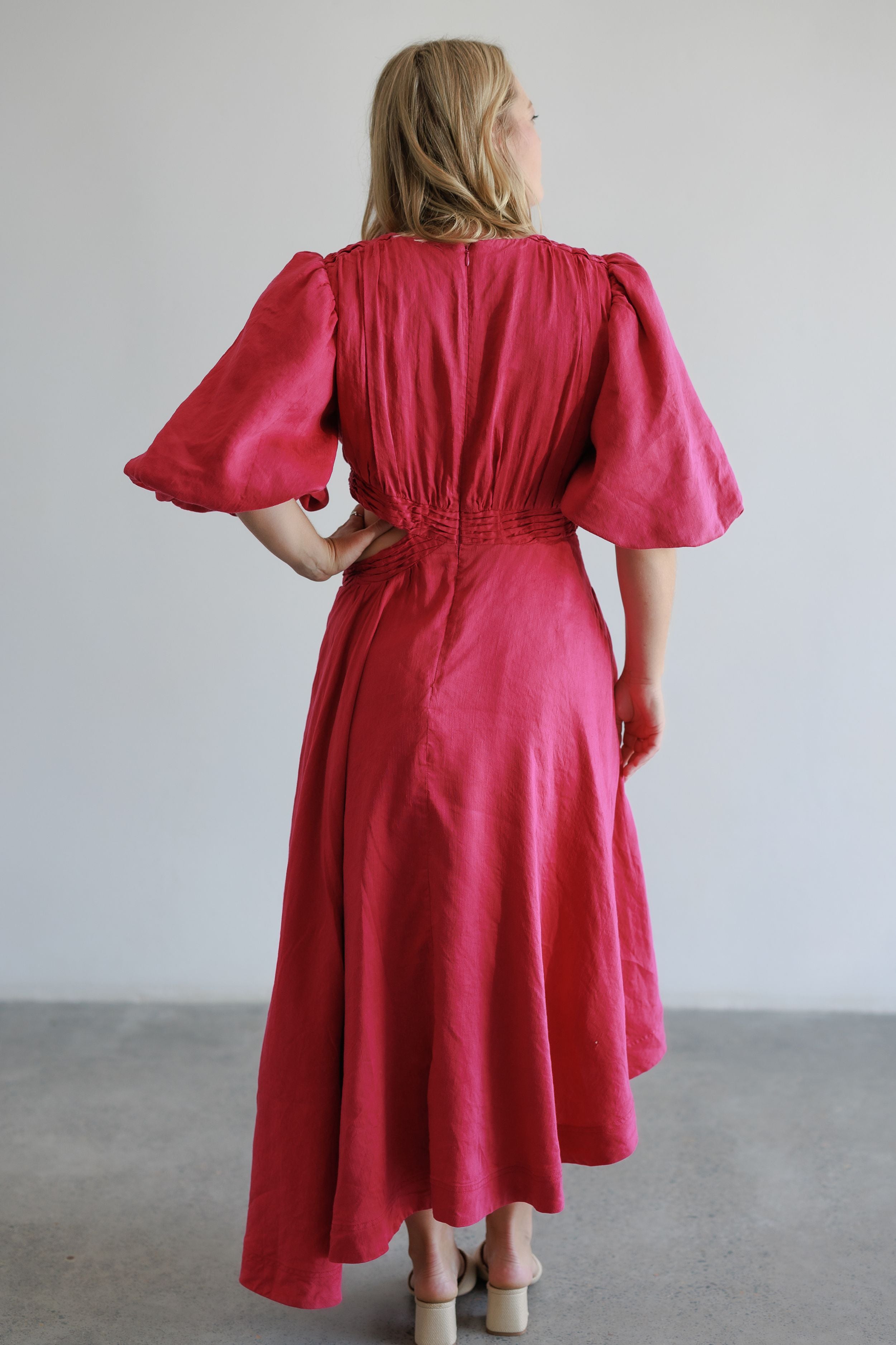 Aje Tidal Tucked Cut Out Midi Dress For Hire in Mama Rentals Aje Tidal Tucked Cut Out Midi Dress For Hire in Mama Rentals