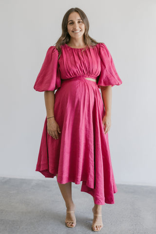 Maternity special events dress hire in hot pink