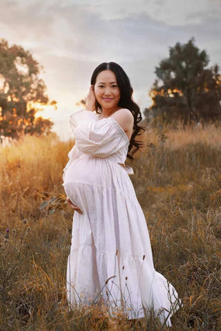 Capture stunning photos with this romantic maternity dress hire - Bird and Kite Isabella Dress.