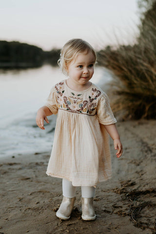 Bonjour Vintage Dress - Apricot - Girl Dresses For Hire - Soft Flowy Girl Dresses for Family Photoshoot Australia