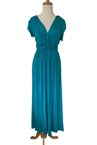 Chelsea Cotton Maternity Maxi Dress - Teal: V-Neckline Maternity Dress Hire - Baby Shower Dress Hire Australia - Silky and Breathable Maternity Dress Hire Australia - Maternity Photoshoot Dress Australia