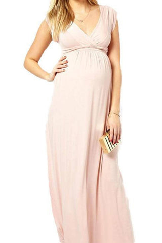 Chelsea Cotton Maxi - Blush Pink - For Sale: V-Neckline Maternity Dress Australia - Baby Shower Dress Australia