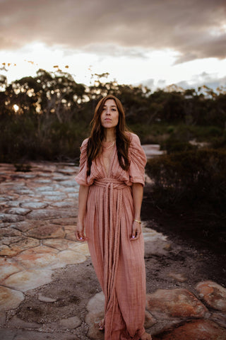 Versatile Maternity Dress Hire - Perfect for Photoshoots & Special Occasions - Chic Le Frique Ophelia Maxi Dress - Salmon Pink - Family Photoshoot Dress Hire