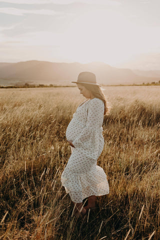 Maternity and Beyond Dress Hire Australia - Bump Friendly Dress Hire - Co & Ry Audrey Maxi Dress for Maternity Dress Hire - Vintage Inspired Dress Australia