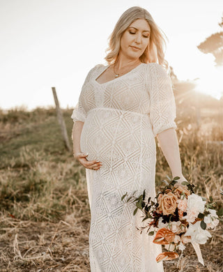 Co and Ry Harriet Dress - Maternity Wedding Dress Hire - Elegant Sheer Lace Gown