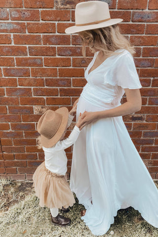 Coven & Co Halo Gown for Maternity Photos: Flowy & Light Maternity Dress Hire Australia