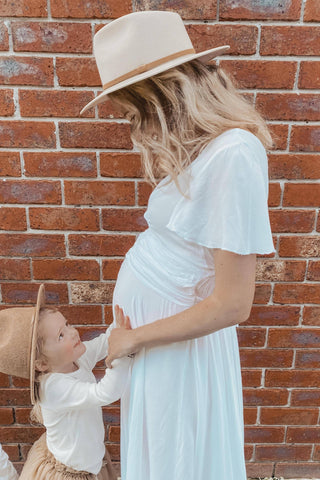 Coven & Co Halo Gown: Ruched Waistline Maternity Dress Hire Australia