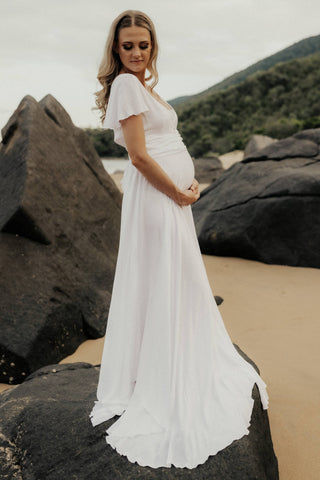 Bump-Friendly Maternity Dress Hire: Coven & Co Halo Gown - Breastfeeding Friendly Dress for Photoshoots