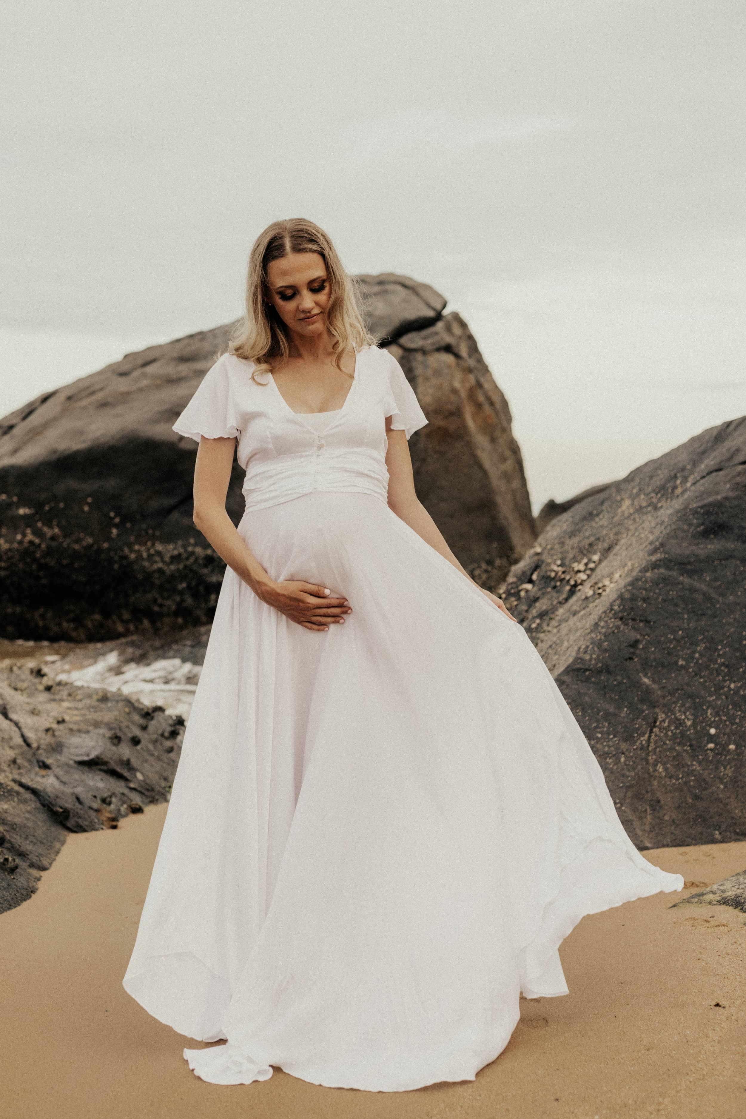 White Maternity Gown Baby Shower Dress Pregnancy Photoshoot Dresses Boho  Beach Gender Reveal Dress