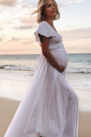 Sheer Elegant Maternity Dress for Photoshoots and Baby Shower: Coven & Co Halo Gown - For Sale