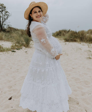 Coven & Co Lover Gown - Bump-friendly maternity dress hire. Perfect for photo shoots and baby showers.