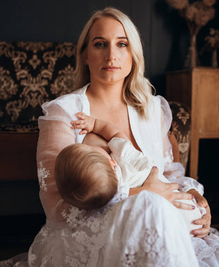 Coven & Co Lover Gown - Family Photoshoot Dress Hire Australia: Comfortable and Stylish Maternity Dress, Billowy Sleeves, Elastic Waist, Perfect for Breastfeeding Moms, XS to XL Sizes Available