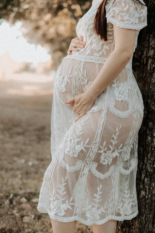 Sheer Lace Maternity Dress Hire - Coven & Co Raven Cold Shoulder Dress