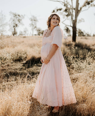 Stylish Maternity Dress Hire - Coven & Co Starlight Gown - Pink - Suitable for Maternity & Beyond - Size S (Aus 6-12)