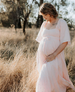 Ultimate Comfort Maternity Dress Hire - Coven & Co Starlight Gown - Pink - Fully Lined & Size S (Aus 6-12)