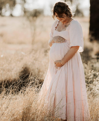 Starlight Embroidered Maternity Dress - Coven & Co Gown - Pink -  Fully Lined & Size S (Aus 6-12)