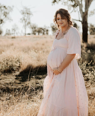 Versatile Maternity Dress Hire Australia - Coven & Co Starlight Gown - Pink - Suitable for Maternity & Non-Maternity - Size S (Aus 6-12)