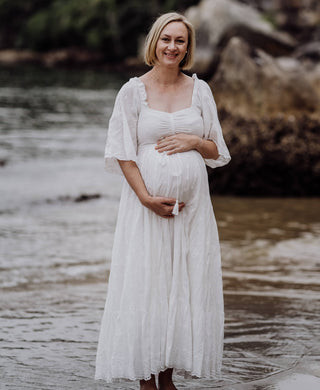 Coven & Co Starlight Gown - White - Maternity Dress Hire - Sweetheart Neckline