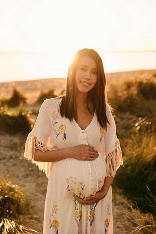 Fillyboo Bojangles Maxi Dress: Playful Kimono or Flowy Top Maternity Dress Hire Australia
