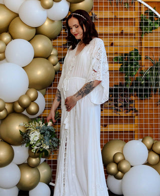 Ivory Embroidered Maternity Wedding Dress Hire - Fillyboo 'CLEO'