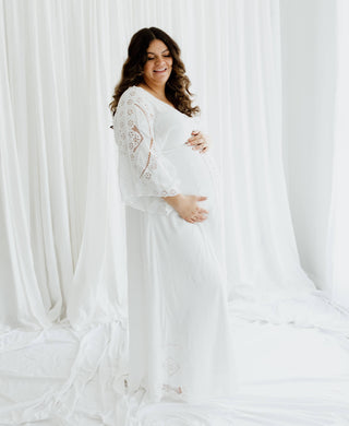 Plus-size maternity dress hire - Fillyboo CLEO in Ivory size XL