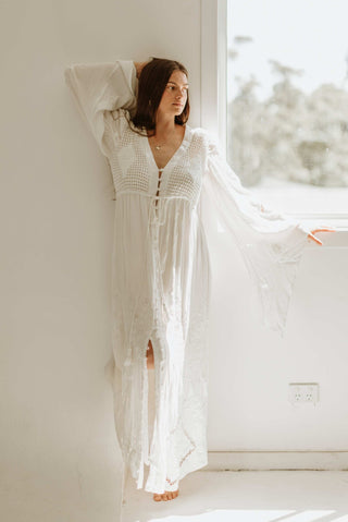 white boho wedding dress hire