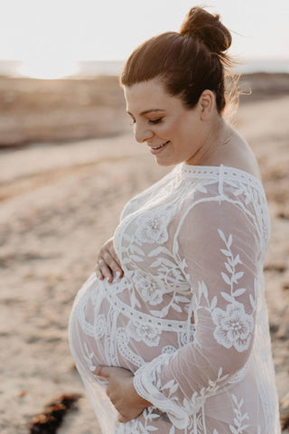 Romantic Ivory Lace Dress - Maternity Dress Hire, Pair with Creamy White or Nude Slip