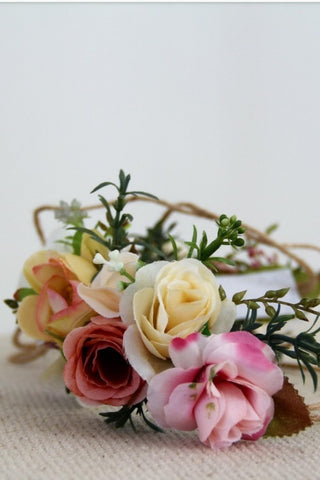 Handmade Artificial Flower Crowns for Rent - Maternity Dress Hire - Flower Crown - Pink, White and Cream - Rustic Flower Crown - Boho Flower Crown - One Size Fits All Flower Crown