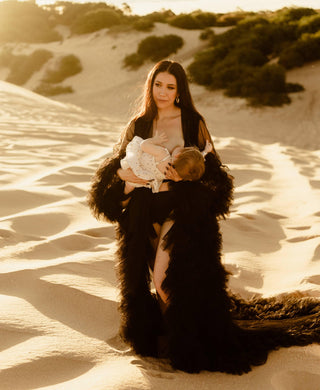 Gigi Tulle Robe - Black - Maternity Photoshoot Robe - Breathtakingly Beautiful Photoshoot Robe - Maternity Dress Hire