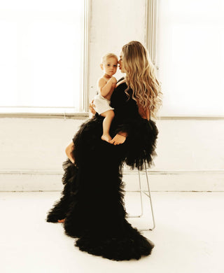 Boudoir Photoshoot Robe Rental - Gigi Tulle Robe - Black - Maternity Photoshoot Robe - Maternity Dress Hire