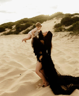 Gigi Tulle Robe - Black - Maternity Photoshoot Robe - Goddess-Like Maternity Photoshoot Maternity Dress Hire