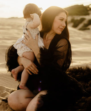 Gigi Tulle Robe - Black - Maternity Photoshoot Robe - Black Colour for Photoshoots Maternity Dress Hire