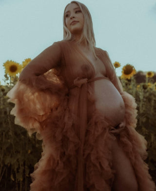 Rent Gigi Tulle Robe - Cinnamon - Maternity Photoshoot Robe - Showstopper Photoshoot Maternity Dress Hire and Robe