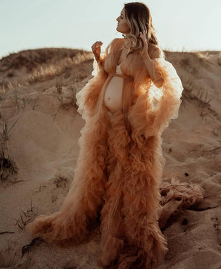 Glamorous Maternity Dress Hire - Gigi Tulle Robe - Cinnamon - Maternity Photoshoot Robe