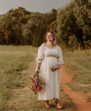 Maternity Dress Hire - Girl And The Sun Paros Maxi Dress - Oatmeal - Romantic Vintage Style