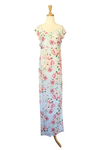 Gracie Mint Floral Fitted Maxi: Spring Maternity Dress Hire for Photoshoots and Baby Shower - Spring Maternity Dress Hire