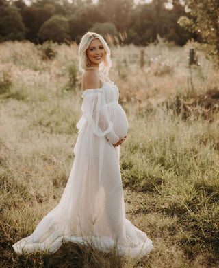 Ethereal Isadora Tulle Maternity Maxi Gown with Nude Lining -  Maternity Dress Hire for Photoshoot