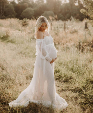 Isadora Tulle Maternity Maxi Gown With Nude Lining - Hire Now – Mama Rentals