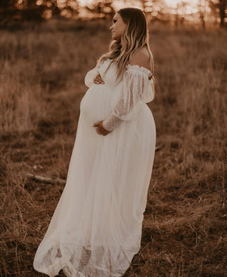 Ethereal Isadora Tulle Maternity Maxi Gown with White Lining -  Maternity Dress Hire for Photoshoot