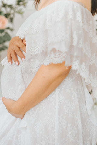Elegant Cotton Maternity Gown Australia - Jaase Georgie Lace Maxi Dress - Maternity Dress Hire