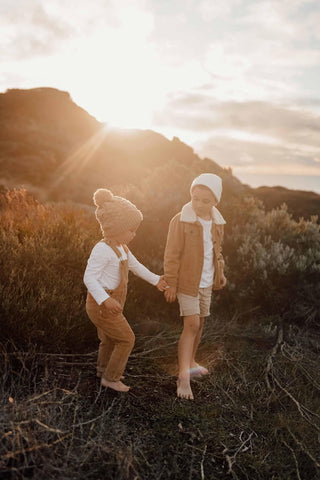 Barley-coloured kids' overall outfit for boys Australia: Jamie Kay Jordie Overall - Barley for special occasions -  Boy Outfits For Hire - Brown Overall Outfit for Boys Australia