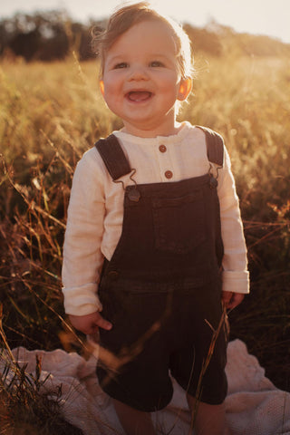 Size 4 years outfit rental for boys: Jamie Kay Reign Short Overall - Juniper, perfect for 2-4 years old - Boy Outfits For Hire - Boy Outfits For Photoshoots