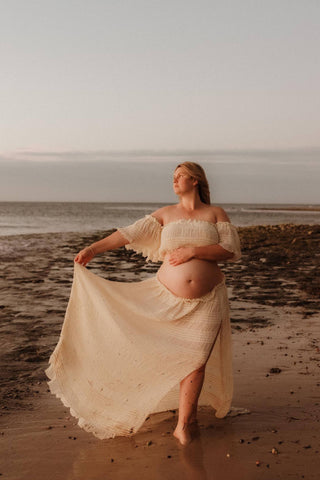La Rosa Tulle Maxi Two Piece Set - Vanilla - Maternity Photoshoot Dress