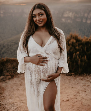 Lola Ivory Lace Maternity Maxi Dress: Maternity Dress Hire Perfect for Pregnancy and Beyond Photoshoot