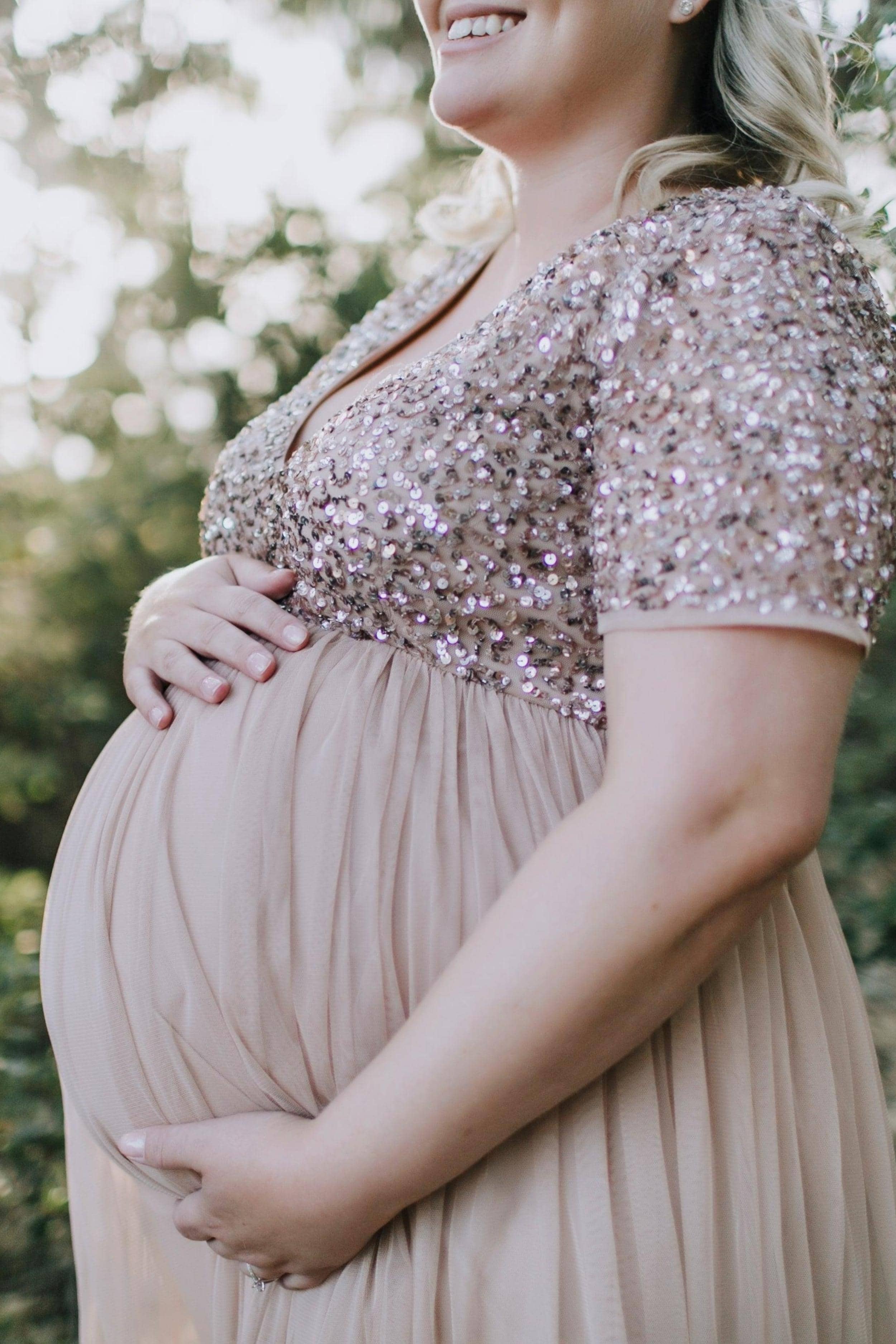 maya maternity bridesmaid dress Maya Maternity Bridesmaid ruffle wrap dress in muted blush